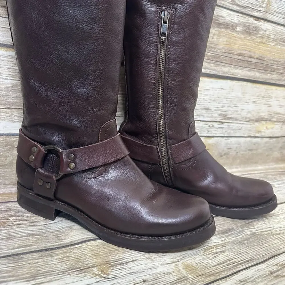 FRYE Veronica over the knee dark brown leather boots- 7